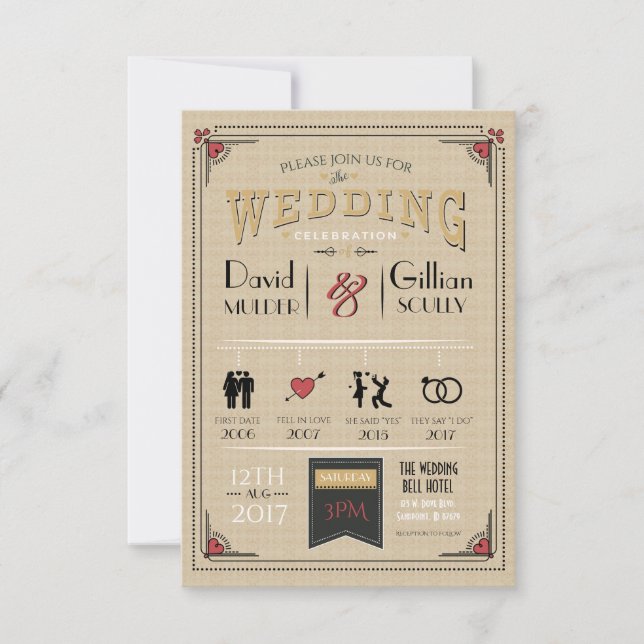 Invitation Mariage Couple Timeline First Date to Love Invitat (Devant)