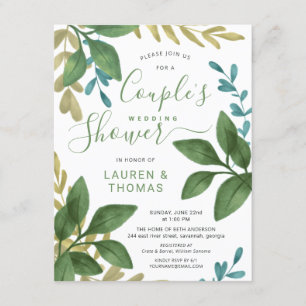 Invitation Mariage Couple's Douche aquarelle Foliage