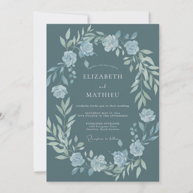 Invitation Mariage Couronne Argent Slate (Devant)
