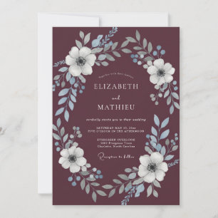 Invitation Mariage Couronne Argentée Plum Perle