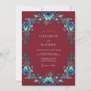 Invitation Mariage Couronne Azur Marron Doux