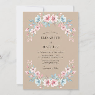 Invitation Mariage Couronne Azur Sable