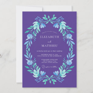 Invitation Mariage Couronne Botanique Violette