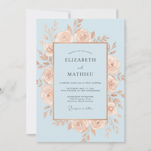 Invitation Mariage Couronne Ciel Champagne (Devant)