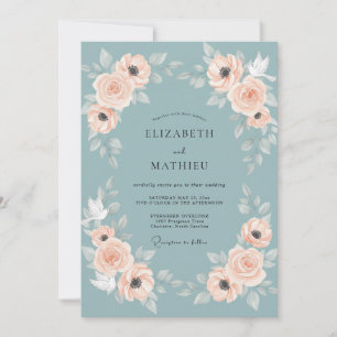 Invitation Mariage Couronne d'Abricot Ardoise
