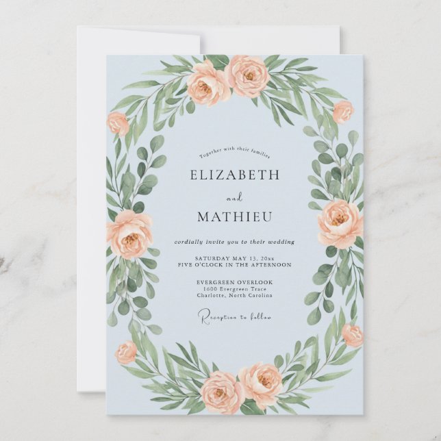 Invitation Mariage Couronne d'Abricot Ciel (Devant)