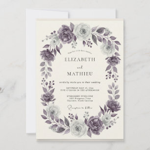 Invitation Mariage Couronne d'Argent et d'Améthyste