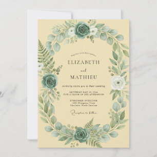 Invitation Mariage Couronne de Champagne Antique Sarcelle