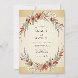Invitation Mariage Couronne de Champagne Rouille
