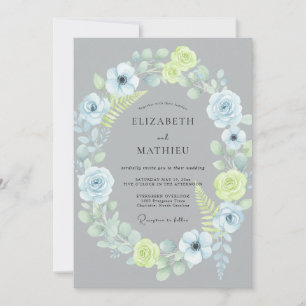 Invitation Mariage Couronne de Citron sur Fond Ardoise