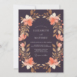 Invitation Mariage Couronne de Corail de Prune