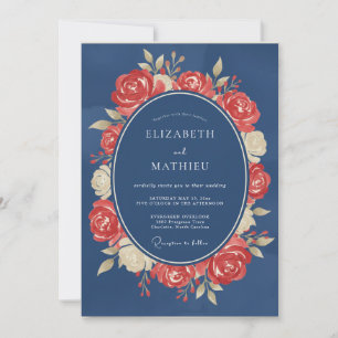 Invitation Mariage Couronne de Cramoisi Acier