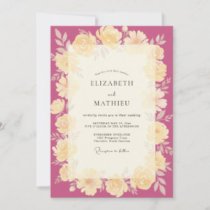 Invitation Mariage Couronne de Crème Magenta