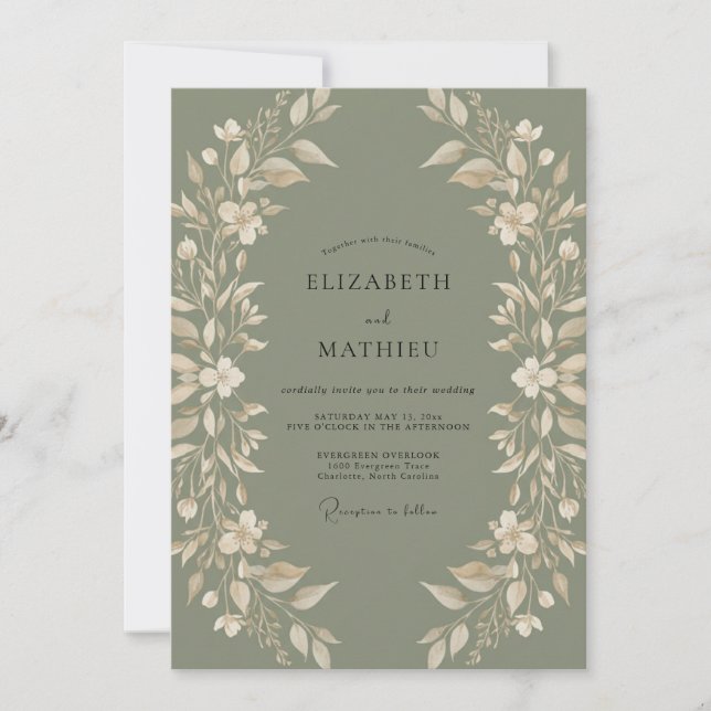 Invitation Mariage Couronne de Crème Mousseuse (Devant)