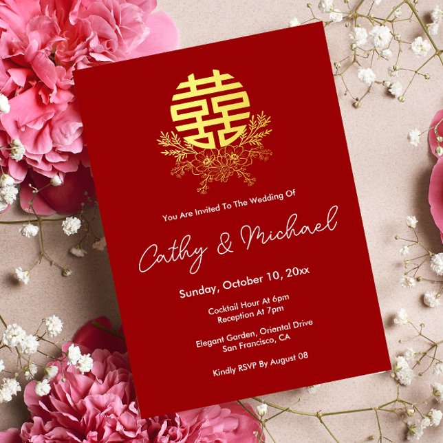 Invitation Mariage couronne de fleurs en cercle de double bon (Créateur téléchargé)