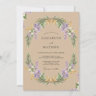 Invitation Mariage Couronne de Lilas Beige