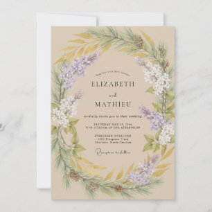 Invitation Mariage Couronne de Lilas Champagne Antique