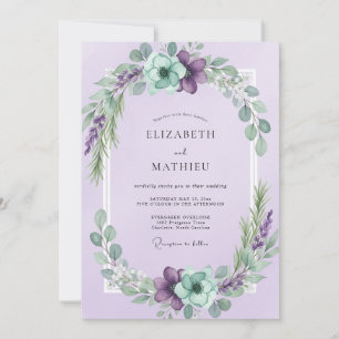 Invitation Mariage Couronne de Lilas et Menthe
