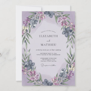 Invitation Mariage Couronne de Lilas Pervenche