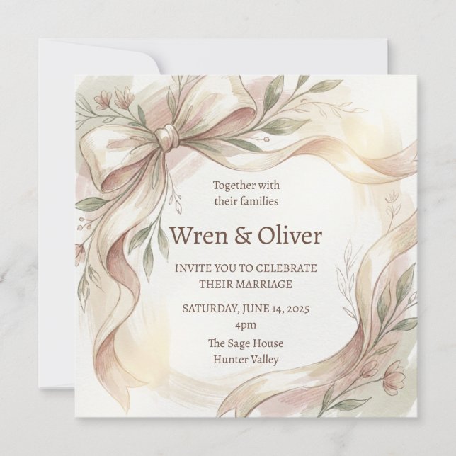 Invitation Mariage Couronne de Magnolia (Devant)