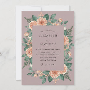 Invitation Mariage Couronne de Pêches Mauves