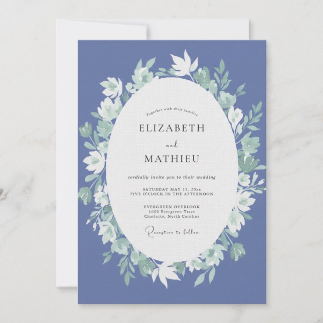Invitation Mariage Couronne de Pervenche (Devant)