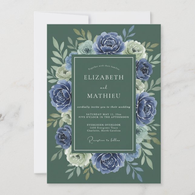 Invitation Mariage Couronne de Slate Indigo (Devant)