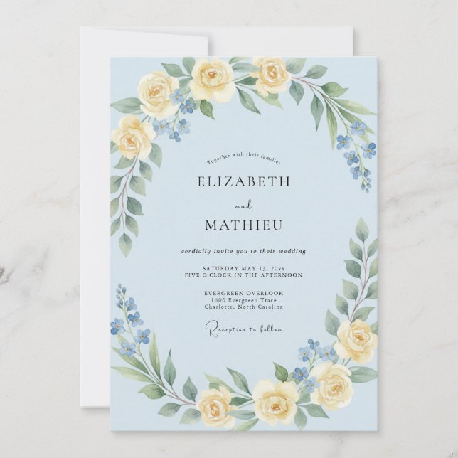 Invitation Mariage Couronne d'Or Céleste (Devant)