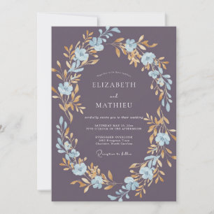 Invitation Mariage Couronne d'Or Champagne Plum