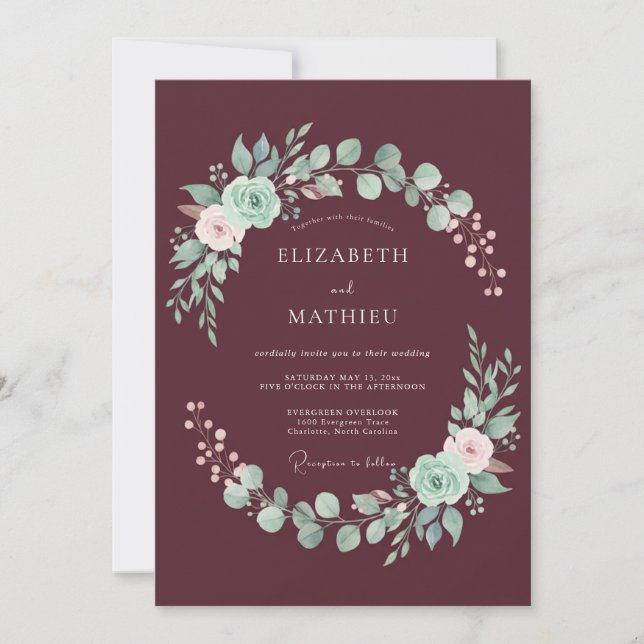 Invitation Mariage Couronne Ethérée de Bourgogne (Devant)