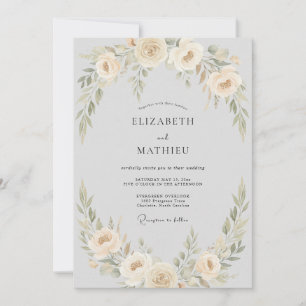 Invitation Mariage Couronne Fleurie Pêche Pâle