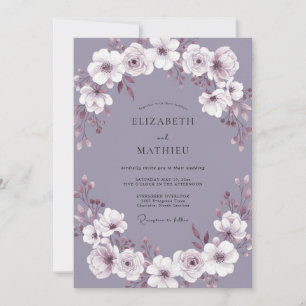 Invitation Mariage Couronne Florale Lilas
