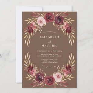Invitation Mariage Couronne Florale Rustique de Bourgogne