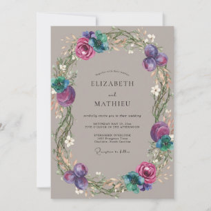 Invitation Mariage Couronne Magenta Violet
