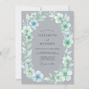Invitation Mariage Couronne Slate Aqua