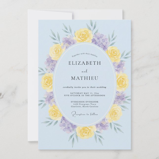 Invitation Mariage Couronne Violet Beurre (Devant)