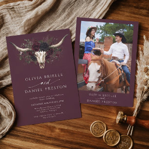 Invitation Mariage Crâne Photo Western Bourgogne Maussade