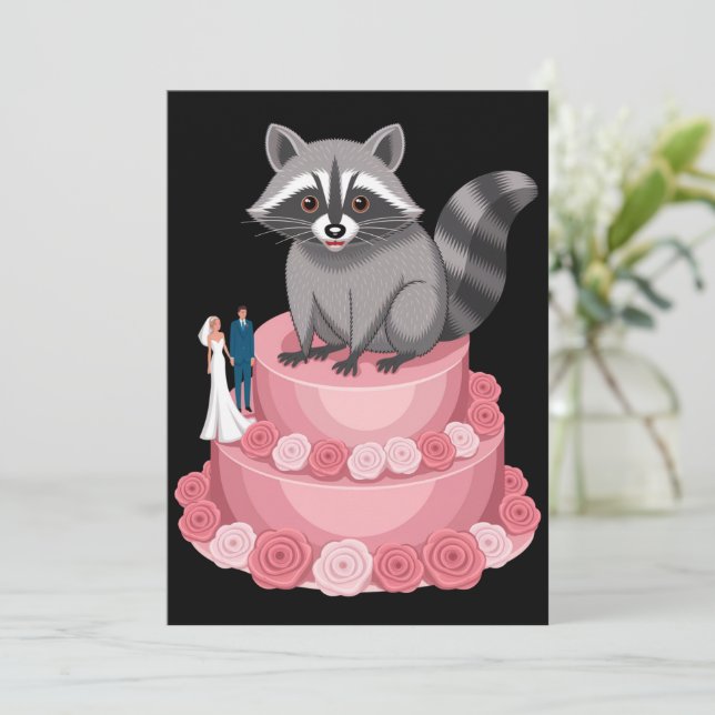 Invitation Mariage Crashing Raccoon Feral Felicitations (Debout devant)