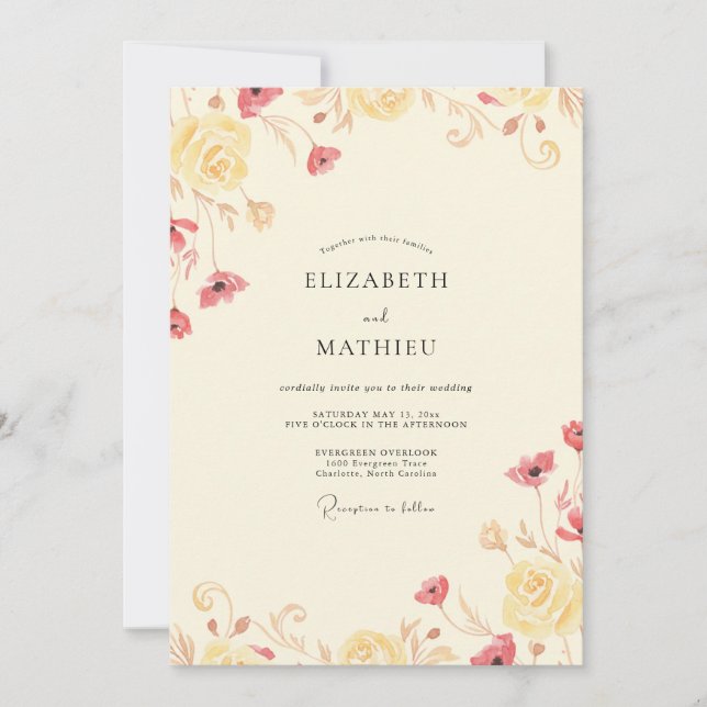 Invitation Mariage Cream Coral Poppy (Devant)