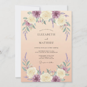 Invitation Mariage Créatif Fleuriste Lavande Crème