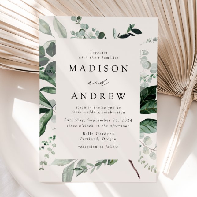 Invitation Mariage Crème à la Végétation Luxuriante (Créateur téléchargé)