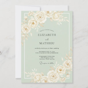 Invitation Mariage Crème Botanique Éthérée Romance