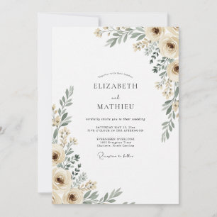 Invitation Mariage Crème Botanique Flourish