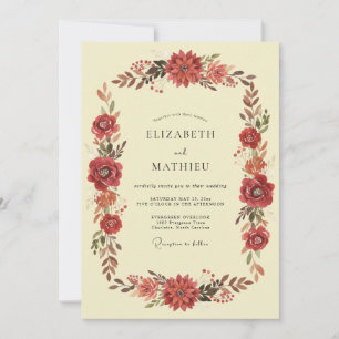 Invitation Mariage Crème Dahlia Terracotta