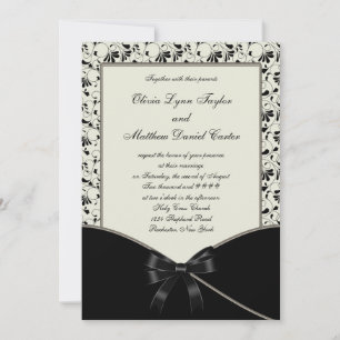 Invitation Mariage Crème de Damassé Noir d'Ivoire
