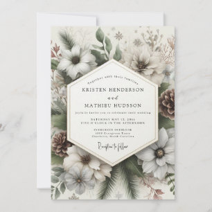 Invitation Mariage Crème Fleur d'Hiver