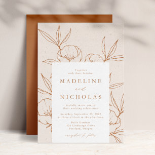 Invitation Mariage Crème Florale Botanique Moderne & Terracot
