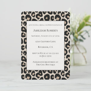 Invitation Mariage Crème Imprimé Léopard Noir
