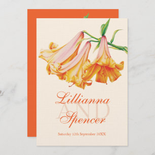Invitation Mariage crème orange d'art de fleur de cloche de