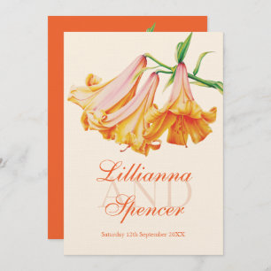 Invitation Mariage crème orange d'art de fleur de cloche de
